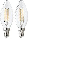Velamp Ampoule LED &agrave; filament, forme torsad&eacute;e C35, culot Edison E14, 4W (470 lumen &eacute;quivalent &agrave; 40W), Lumi&egrave;re Blanc Chaud 2700K, verre transparent, faisceau diffus&eacute; 330&deg; (Lot de 2)