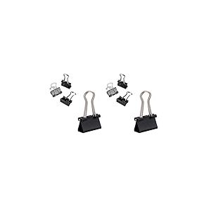 D.RECT | Lot de 24 Pinces à documents | 15 mm | Boîte de Pinces à papier multi-fonctions | Binder Clips | Papier Métal Pince a Dessin pour Notes | Papier à lettre | Clip Fournitures de bureau | Noir