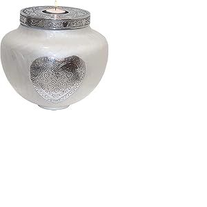 hlc Urne fun&eacute;raire pour Cendres humaines pour Adultes &ndash; Urne fun&eacute;raire Blanche &ndash; Urne Souvenir &ndash; &Agrave; Exposer &agrave; la Maison ou pour l'enterrement, Niche ou Columbarium &ndash; Urne fun&eacute;raire Moyenne &ndash; Urne