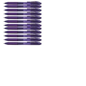 Pentel Lot de 12 BL107 EnergelX Rollers gel rétractable pointe 0,7 mm Violet