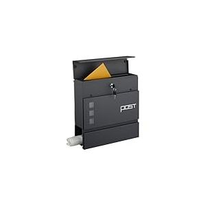 Relaxdays Boite aux Lettres, Porte-journaux, Fer poudr&eacute;, Jolie Inscription, HxLxP : 37x37x12 cm, Anthracite