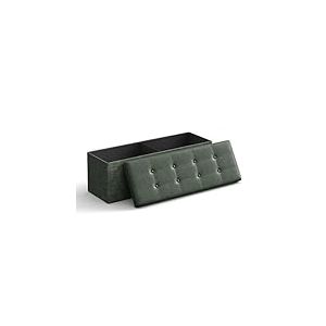 SONGMICS Sitzhocker Banc, Pouf Pliable, 38 x 110 x 38 cm, Bout de Lit, Repose-Pieds, Coffre de Rangement, Charge jusqu'&agrave; 300 kg, pour Salon, Chambre, Entr&eacute;e, Vert For&ecirc;t LSF070C01, 110L cm