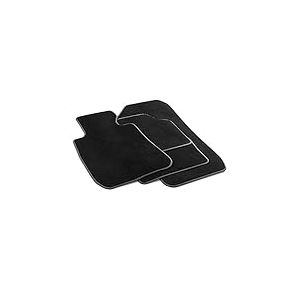 MTM PRO-301 Tapis pour BMW Série 3 (E90) / Série 3 touring (E91) 03.2005>2011, sur Mesure en Velours, Bords en Similicuir et Double Surpiqûre Chromée, noir