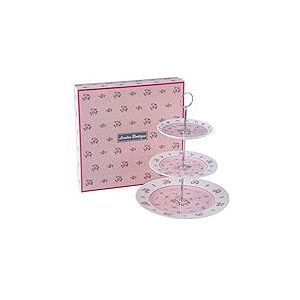 London Boutique Présentoir à Gâteaux à 3 Niveaux Présentoir à Thé de l'Après-Midi Vintage Papillon Shabby Chic dans Une Boîte Cadeau, Rose