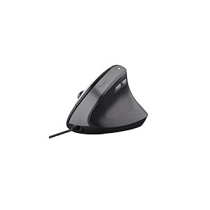 Trust Yuno Souris Ergonomique Filaire, Souris Verticale pour Droitier avec Cable USB de 1,5m, DPI R&eacute;glable (800-2400), Capteur Optique, 6 Boutons, 60% Plastique Recycl&eacute;, Macbook, Ordinateur, HP - Noir
