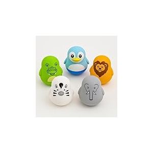 TensCare Zoo Friends Set 5 - Penguin, Lion, Éléphant, Zèbre, Crocodile | Thermomètres de bain flottants LCD/LED, Silicone sans BPA, Batterie longue durée