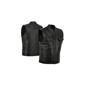 Bikers Gear Australia The Revolver – Gilet de moto en cuir sans manches, style Sons of Anarchy – Noir – Taille S