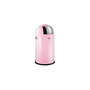WESCO Poubelle Pushboy de couleur rose, tôle d'acier revêtue par pulvérisation, volume de 50 litres, grand rabat en acier inoxydable, récipient intérieur amovible