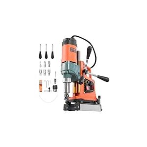 VEVOR Perceuse Magn&eacute;tique 1400 W, Perceuse &agrave; Colonne 10000 N, Diam&egrave;tre d'Al&eacute;sage 50 mm, Vitesse 0-850 tr/min, Sens de Rotation R&eacute;versible, 6 Forets, pour Surfaces M&eacute;talliques, R&eacute;novation R&eacute;sidentielle