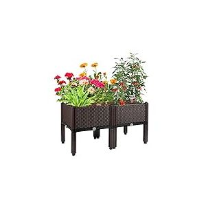 Jardinière surélevée avec Pieds pour Grandes jardinières, Plantes d'extérieur, jardinières de Jardin surélevées en Plastique pour Patio, Jardin, Porche, terrasse, pour Planter des Fleurs, des légumes