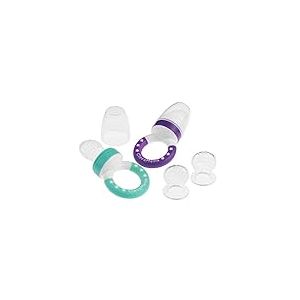 Clevamama 3014 ClevaFeed Tétine Grignoteuse Bébé - 2 Anneaux d'Alimentation - 4 Tétines Silicone