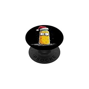 Costume Amusant de Bouteille Jaune avec Chapeau de P&egrave;re No&euml;l PopSockets PopGrip Adh&eacute;sif