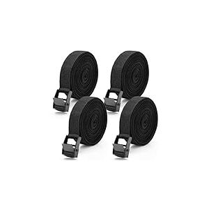 Cozary 4 Pièces Sangles d'arrimage 4M, Sangle de Serrage Largeur 20MM, Sangle Arrimage avec Boucle, Sangle Valise Voyage à Charge Maximale 250KG, Sangle Moto Remorque
