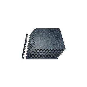 VEVOR Tapis Puzzle Emboîtable pour Salle de Sport 6PCs 14 mm d'Épaisseur, Dalles Caoutchoutées en Mousse EVA, Tapis de Gym 61x61 cm, Couverture 2,2 m², Tapis de Gymnastique, Maison, Noir et Bleu