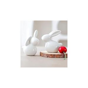 EASIMECOR Lapins en c&eacute;ramique - Figurine de lapin en c&eacute;ramique pour d&eacute;coration de P&acirc;ques - D&eacute;coration de printemps - Statues de lapin en c&eacute;ramique pour d&eacute;coration d'int&eacute;rieur - D&eacute;coration de lapin -