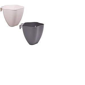 NEED&NEED Kitchen Sink Garbage Basket Multi-Functional Hanging Trash Can Scraps Containers Organizer Countertop Basket Ivory & Black (Pack of 2)