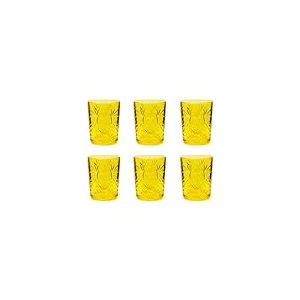 Excelsa Color Tumbler Lot de 6 verres en verre d&eacute;cor&eacute;s, multicolore, d&eacute;cor en relief, 350 ml, 8 x 10 cm (jaune)