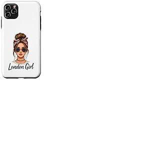 London Girl Messy Bun, Drapeau Britannique Royaume-Uni Femmes Coque pour iPhone 11 Pro Max
