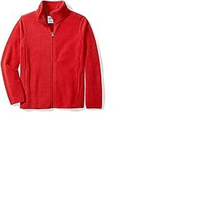 Amazon Essentials Veste Molletonnée Zippée en Polaire Garçon, Rouge, 8 Ans