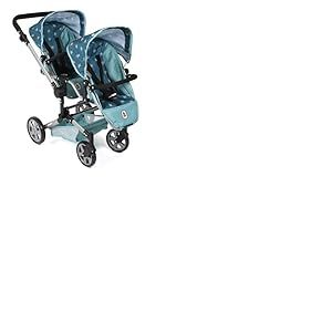 Bayer Chic 2000® Poussette de poupée Linus Duo - Etoiles Turquoise - Poussette Double Pliable - Poignée réglable 50-82 cm - Poupées jusqu'à 50 cm - 4-8 Ans