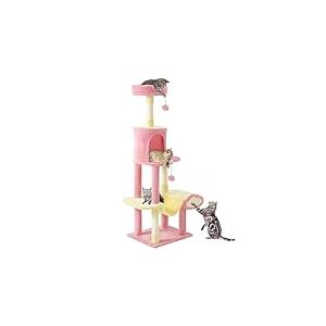 YITAHOME Arbre à Chat de Luxe avec hamac et griffoir, Arbre à Chat Rose à Plusieurs Niveaux avec perchoir pour Grands Chats, Tour à Chat Peu encombrante pour Appartements et Salon, Rose