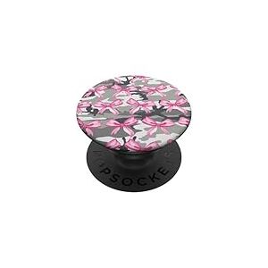 N&oelig;uds Roses Coquette sur Camouflage PopSockets PopGrip Adh&eacute;sif