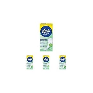 Vania | Protège-Slips Confort Normal Parfum Aloe (boîte de 28 pièces) – Protège-lingeries 100% respirant et confortables – Protection hygiénique avec ajustement parfait et tenue optimale (Lot de 4)