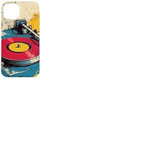 Tourne-disque rétro tourne dans une touche de couleur et de son en vinyle Coque pour iPhone 15 Plus