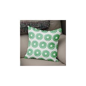 BonaMaison Housse de Coussin Motif, Vert pétrole et Blanc Taie d'oreiller pour Lit Voiture Canapé Maison Salon Chambre, Décoration D'intérieur, 43x43cm - Conçu et Fabriqué en Turquie