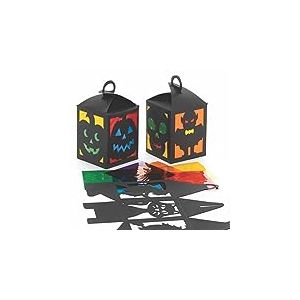 Baker Ross FE767 Kit de Lanterne Enfant effet Vitrail motif Halloween - Lot de 4, Lanterne Enfant, Kit Fabrication Papier, Loisirs Creatifs Enfants