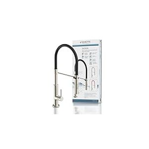 Schütte 23138 Mitigeur d'évier Design Soft Touch Aspect INOX Rouge, Chrome/Noir