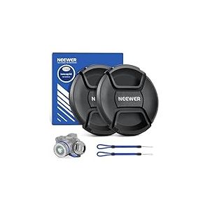 Neewer Lot de 2 Capuchons d'objectif de 77 mm avec Sangle Anti-Perte et Chiffon de Nettoyage, compatibles avec Objectif d'appareil Photo Canon, Nikon, Sony, Fujifilm, Panasonic de 77 mm de diam&egrave;tre