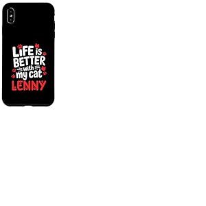 Nom du Chat Lenny Life is Better with My Cat Lenny Coque pour iPhone XS Max