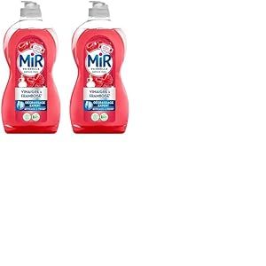 Mir Vaisselle - Vinaigre & Framboise - Dégraissage Expert - Efficace à Froid - Vinaigre Blanc - Sans Conservateurs - Sans Allergènes Parfum - Marque Préférée des Français - Bouteille de 450 ml