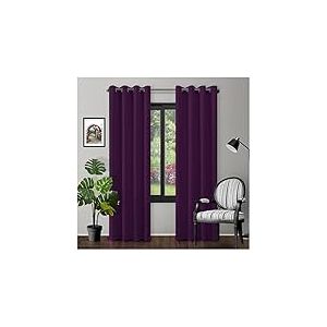 GC GAVENO CAVAILIA Rideaux occultants à œillets pour Chambre à Coucher/Salon Grande Porte Aubergine 168 x 183 cm