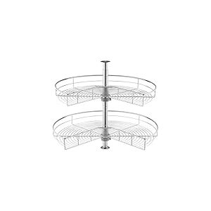 VEVOR Plateau Tournant pour Meuble d'Angle 71 cm 2 Niveaux, Tourniquet de Cuisine Rotatif à 360°, Étagère Pivotante pour Placard d’Angle Réglable en Hauteur, en Acier au Carbone, Rangement Cuisine