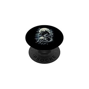 Cr&acirc;ne de Dragon Goth Lune Noir Gothique Femmes Cr&acirc;ne Dragon PopSockets PopGrip Adh&eacute;sif