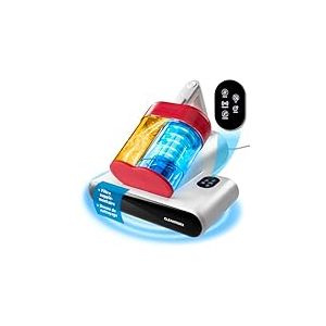 CLEANmaxx aspirateur d'acariens Rotation + lumière UV-C & Filtre HEPA pour Personnes allergiques | aspirateur à Main pour Matelas | Fonction Ultrason & Chaleur | Puissant : détruit 99,9% des acariens