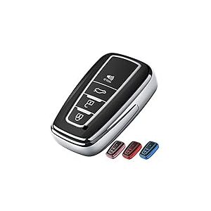Tukeller Coque de clé Toyota en TPU Souple pour télécommande Intelligente Toyota Camry 2018 (Uniquement pour clé sans clé) 4 Boutons Argenté