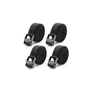 Cozary 4 Pièces Sangles d'arrimage 2M, Sangle de Serrage Largeur 20MM, Sangle Arrimage avec Boucle, Sangle Valise Voyage à Charge Maximale 250KG, Sangle Moto Remorque