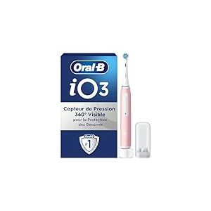 Oral-B Brosse A Dents Electrique iO 3 Rose, 3 Modes De Nettoyage Dont Blancheur, Brossage Silencieux, Capteur De Pression, Brossette De Rechange Oral B, Embout Rond, Chargeur, En Carton