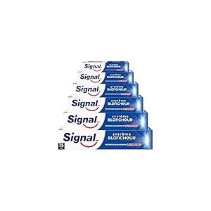SIGNAL - Dentifrice Système Blancheur - Des dents plus blanches en 1 semaine - Blancheur naturelle - 95% d'ingrédients d'origine naturelle (lot de 6x75ml)