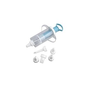 Zenker 42803 Seringue de décoration de gâteau et 6 embouts, seringue de décor pour cake design, ustensile de pâtisserie, Plastique, Bleu, 17 x 9,5 x 5,5 cm