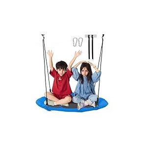 VEVOR Balançoire d'arbre 101,6 cm, Balançoire Soucoupe Capacité de Charge 340 kg, Siège de Balançoire en Oxford 900D, avec 2 Sangles de Suspension et Cordes Multi-Brins Réglables, pour Enfants, Bleu