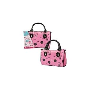 Hello Kitty Giochi Preziosi Sac à main mode avec carte de crédit jouet, couleur lilas, icônes et nom imprimés, poignées noires, convient pour les enfants à partir de 3 ans