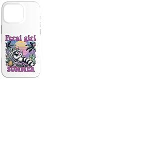 Feral Girl Summer Raton Laveur Plage Vacances Coucher de Soleil Coque pour iPhone 16 Pro