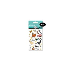 MY MANDARINE CY022Opack - GOMMETTES 3D Cooky - LOT DE 10 planches 12x8 cm - 200 stickers - ANIMAUX DE LA FERME