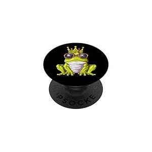 Grenouille Royale avec Couronne Et Lunettes De Soleil Roi PopSockets PopGrip Adhésif