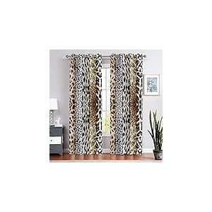 BSPPTI Lot de 2 Rideaux occultants &agrave; Isolation Thermique avec &oelig;illets et imprim&eacute; Animaux Sauvages, Motif l&eacute;opard, boa, pour Salon, Salle &agrave; Manger, Chambre &agrave; Coucher, 106,7 x 213,4 cm, CLLSSP6