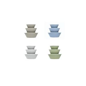 Ecoplast Dorica Tris de Saladier en Plastique avec Couvercle, Taupe/Glace/Vert/Bleu